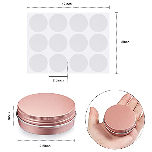Patelai 2 oz Rose Gold Metal Round Tins, 36 Pack with Lids & Stickers