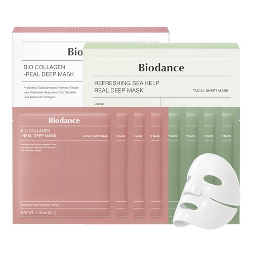 BIODANCE Clear Glow Mask Duo: Bio Collagen & Sea Kelp Real Deep Mask, Gel Face Mask Set for Glass Skin, Pluming, Calming, Korean Skincare Set, Korean Skin Care, Facial Mask Set