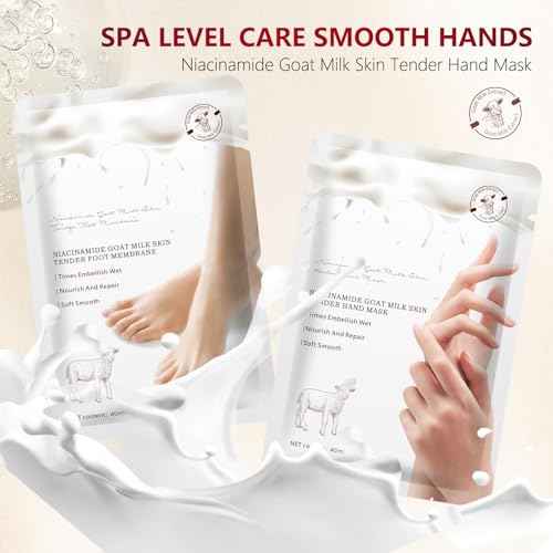 Hydrating Hand Foot Masks Set for Women Men,6 Pack Glove Mask for Dry Hand & 6 Pack Socks Mask for Dry Cracked Feet£¨Milk£©