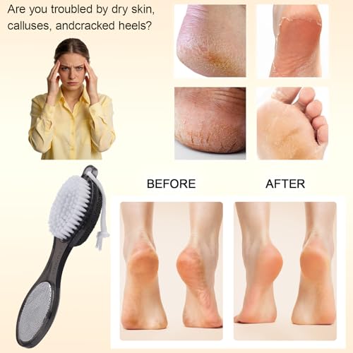 4-in-1 Foot Scrubber and Callus Remover – Pumice Stone, Brush & Rasp