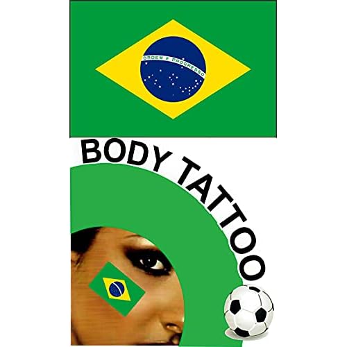 Womaha 30 Sheets Brazil Temporary Tattoos for Kids Football Temporary Face Tattoos¡¦