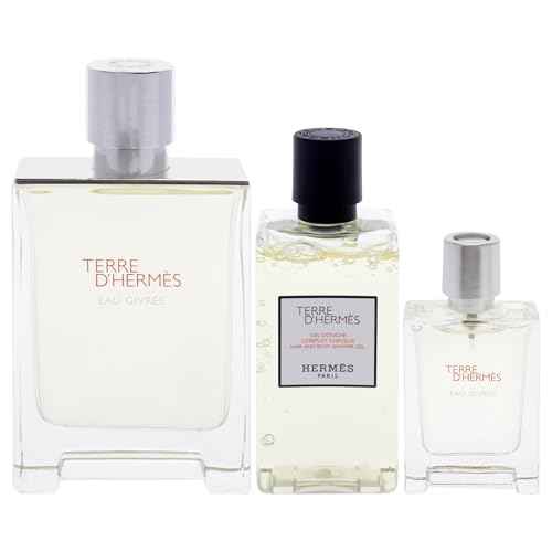 Terre DHermes Eau Givree by Hermes for Men - 3 Pc Gift Set 3.3oz EDP Spray, 0.41oz EDP Spray, 2.7oz Shower Gel