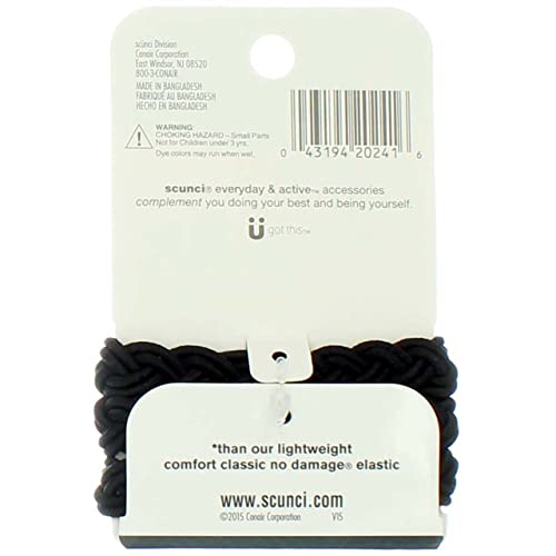 Scunci Everyday and Active 3-Strand Braided Elastics , No Damage, Super Comfy, 3X Stronger (Assorted Colors) 3-PCS
