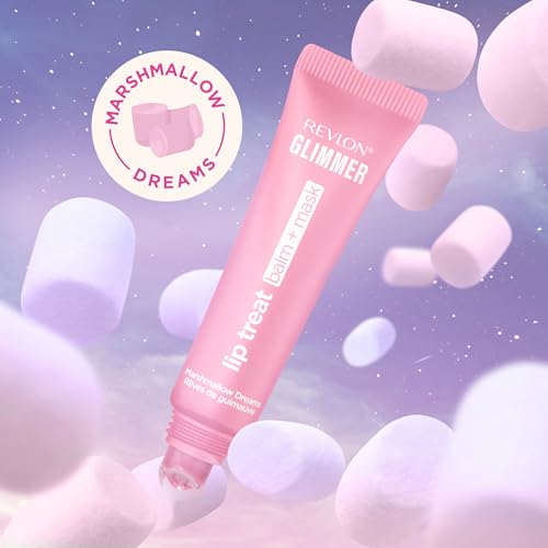 Revlon Glimmer Lip Treat Balm + Mask¢â, Overnight Peptide Lip Treatment, Hydrating, 002 Marshmallow Dreams, 0.4 fl oz
