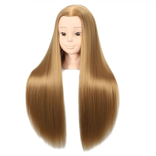 Mannequin Head 26-28" Synthetic Hair Training Head with Stand