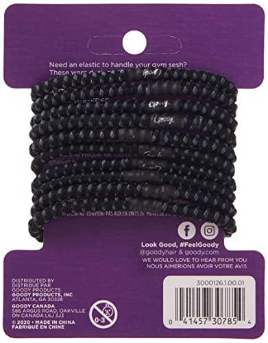 Goody Nonslip Womens Elastic Hair Tie Black - 4MM for Medium Hair- Ouchless Pain-Free Hair Accessories for Women Perfect for Long Lasting Braids, Ponytails and More, 10 Count (Pack of 2)