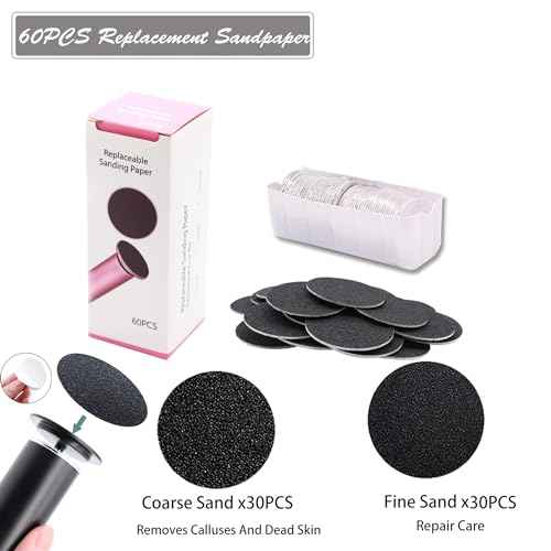 Electric Feet Callus Remover Professional Powerful Foot File Pedicure Grinder Sanders with 60PCS Replacement Sandpaper Discs Heel Scraper for Dead Dry Crack Skin Calluses Speed Adjustable Black