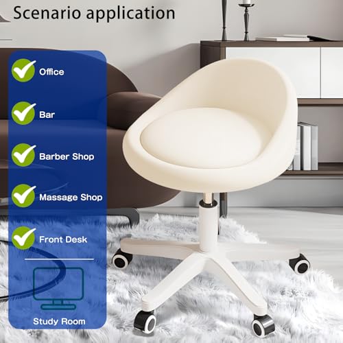 Ergonomic Rolling Stool with Adjustable Height & Swivel Seat