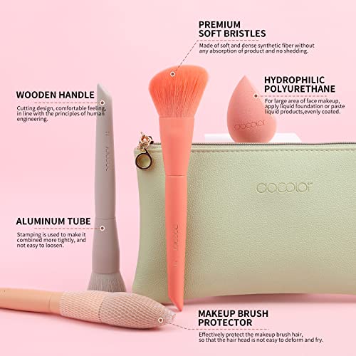 Docolor Makeup Brushes Set 17Pcs Morandi Makeup Brushes with Makeup Bag and Makeup Sponge and Brush Protector + Foldable Eyelash Comb Separator