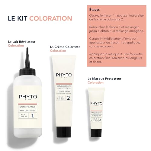 PHYTO Phytocolor Permanent Hair Color, 3 Dark Brown, with Botanical Pigments, 100% Grey Hair Coverage, Ammonia-free, PPD-free, Resorcin-free, 0.42 oz.