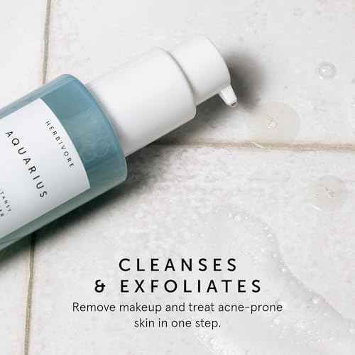 HERBIVORE Aquarius BHA + Blue Tansy Clarity Cleanser ? Deep Cleansing, Gentle Exfoliation for Oily-Combination Skin, Plant-Based, Vegan, Cruelty-free, 3.3 oz