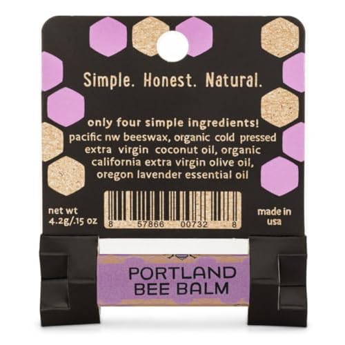 Portland Bee Balm All Natural Handmade Beeswax Based Lip Balm, Lavender 1 Count