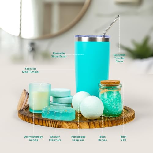Luxury Spa Gift Basket Set ? 16 Pcs Bath Set with Bath Bombs, Body Lotion, Shower Gel & More ? Relaxing Gifts for Women & Men ? Perfect for Birthday, Christmas, Thank You & Bridal Shower(Turquoise)