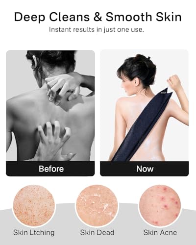 Exfoliating Washcloth with Handles - Back Scrubber for Shower