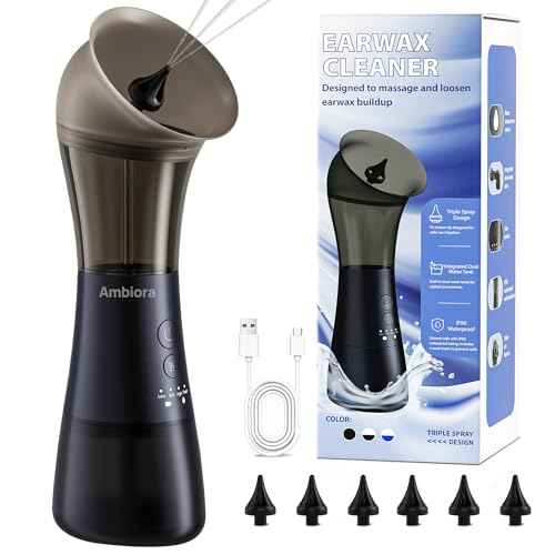 Ear Wax Removal with One-Piece Waste Tank, Ear Cleaner with Smart Temperature Sensor, Safe Silicone Edge, IPX7 & 6 Tips & 4 Modes, Christmas for Gifts for Dad Mom, Gifts for Men Women£¨Blue£©