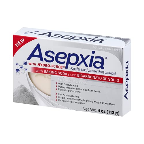 Asepxia Cleansing Bar Baking Soda, Multipack: Deep Skin Cleansing, Acne Fighting with 2% Salicylic Acid, Removes Oil and Dirt, Prevents Imperfections, Suitable for All Skin Types - 4 Oz, 5 Count