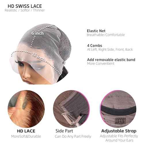 Brown Bob Wig Human Hair 13x6 Hd Lace Front Human Hair Wigs For Black Women Glueless Lace Front Wigs Pre Plucked 180% Density Short Straight Bob Wig 12 Inch