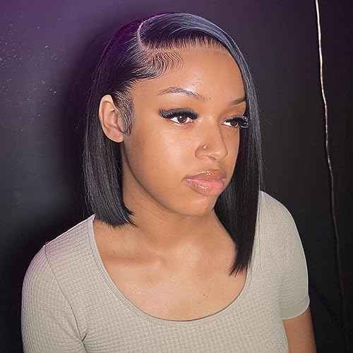 BEEOS 13x6 SKINLIKE Real HD Lace Frontal Bob Wig, Ultra-fitted Pre-Plucked Bleached Knots 180% Density Straight Human Hair Wig Invisible HD Lace 12 Inch