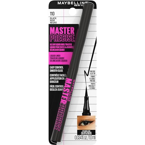 Maybelline Eyestudio Master Precise All Day Waterproof Liquid Eyeliner Makeup, Black, 1 Count (Packaging May Vary)