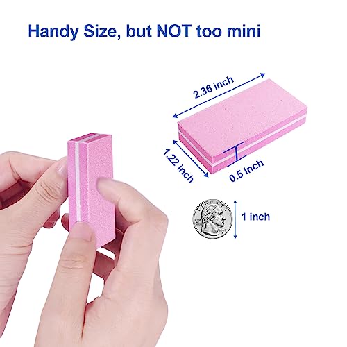 HomeyEra 60-Pack Pink Nail Buffers Double Sided 100/180 Grit for Manicure & Nail Prep