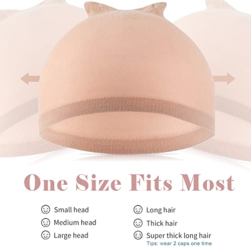 IKOCO Wig Caps for Women, 6Pcs Beige Wig Cap for Lace Front Wig Caps Bulk Stretch Nylon Stocking Caps for Wigs