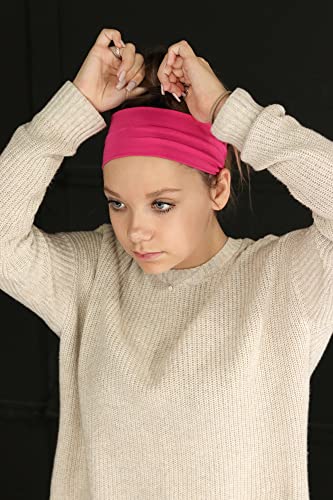 3" Cotton Headbands Pack Stretch Elastic Yoga Soft and Stretchy Sports Sweatbands Fashion Headband for Teens Women Girls by Kenz Laurenz (6 pc Headbands, Red)