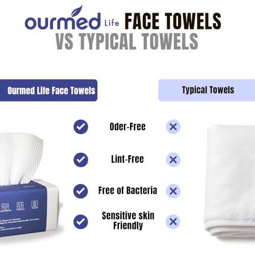 Ourmed Life Disposable Face Towels 100 Count - Soft & Gentle