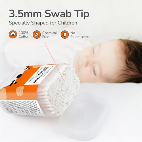 Baby Cotton Swabs 420 Count - Organic, Double-Tipped & Eco-Friendly