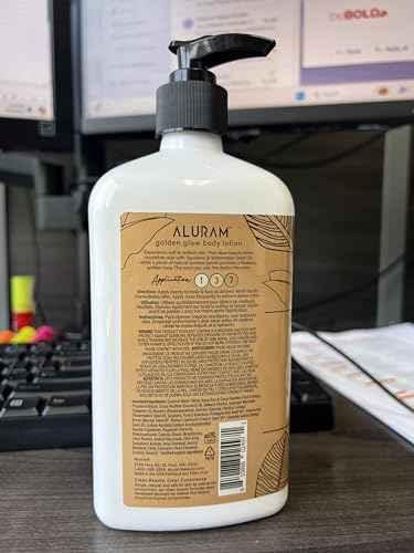 Aluram Golden Glow Body Lotion, Nourishing Radiance & Tone with Squalane & Watermelon Seed Oil, 18 Fl Oz