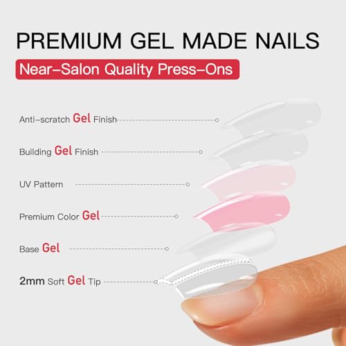 CurvLife Medium Almond Cat Eye Press On Nails, Aurora Wings Blue,