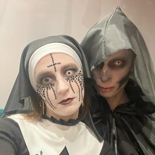 Halloween Nun Rhinestone Face Gems - Reusable Temporary Tattoo Stickers