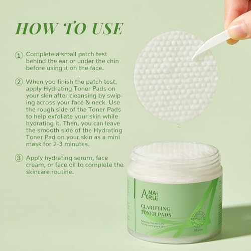 ANAI RUI Clarifying Toner Pads for Face, Face Exfoliating Pad, Balance Skin's PH, Smooths and Refines Skin,with Azelaic Acid &Salicylic Acid 50 Pads