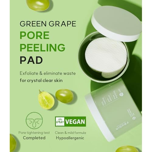 FRUDIA Pore Peeling Pad ? 70 Pads, 5.7?fl?oz | Vegan Exfoliating Toner Pads with 89% Green Grape Extract, Tannin Complex & Anti?Sebum P | Gentle, pH?Balanced Deep Pore Care for Sensitive Oily Skin