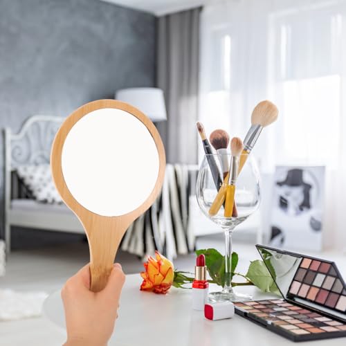 GALPADA Bamboo Hand Mirror - Portable Travel Makeup & Grooming Mirror