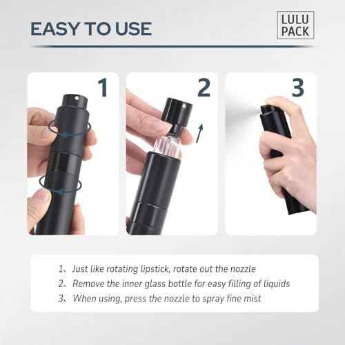 Perfume Atomizer Refillable Travel Bottle: Cologne Portable Sprayer for Men - Mini Spray Empty for Refill - 1oz Large Size Black
