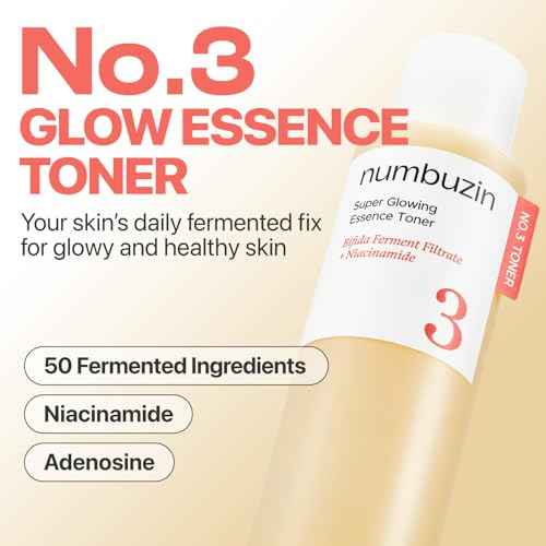 numbuzin No.3 Toner | Super Glowing Essence Toner | Skin Radiance, Zero Pore, Skin Tightening, Skin Texture, Hydration | Fermented Ingredients, Niacinamide, Galactomyces | 6.76 fl. oz.
