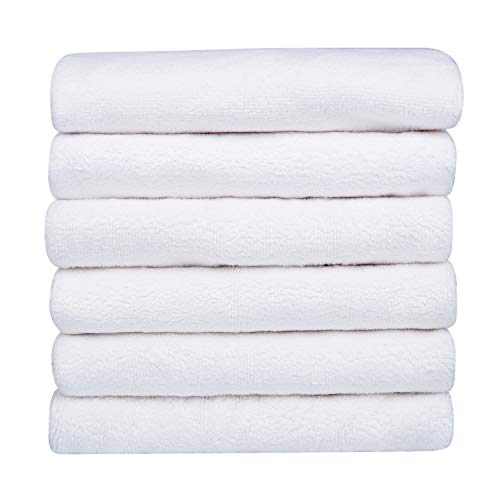 Microfiber Facial Cloths Face Towels Ultra Soft Fast Drying Washcloth Face Cloth for Bath 12 inch x 12 inch 6 Pack White