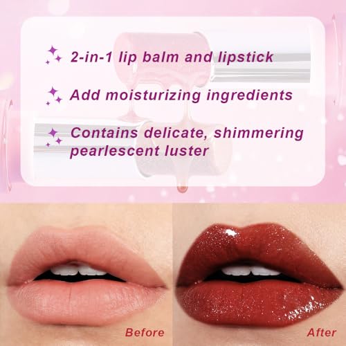 Shimmer Metallic Plumping Lipstick – Hydrating Red Brown Glow