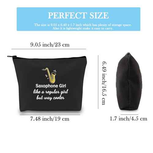 GJTIM Saxophonist Gift Saxophone Player Gift Travel Makeup Bag for Saxophone Lovers (Saxophone Black)