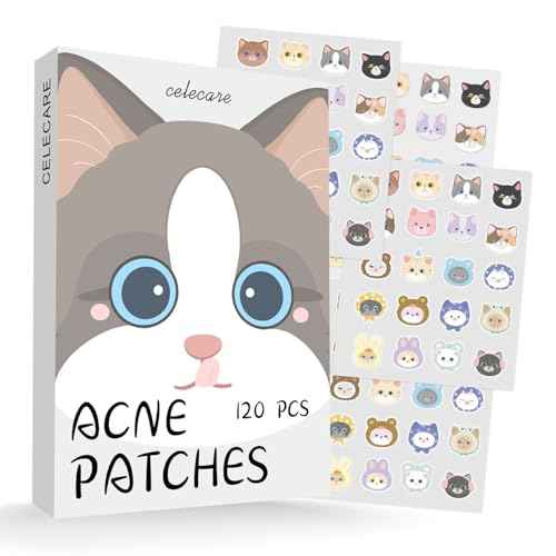 Pimple Patches,Acne Patches,Pimple Patches for Face, Cute Stickers,Salicylic Acid & Tea Tree, 120 Hydrocolloid Dots in 20 Colors for Face,Cute Cat Pimple Stickers