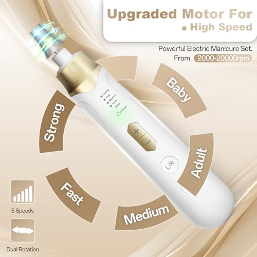 Golden Electric Nail Drill File Kit 2000mAh Cordless Rechargeable Manicure Pedicure