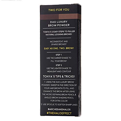 Arches & Halos Brow Shaping Set - Dual Ended Brush With Luxury Brow Powder In Warm Brown - Define, Brush And Blend Brows - Easily Fill, Sculpt Full Eyebrows - Vegan, Cruelty Free Makeup - 2 Pc