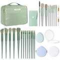 Paterr 28 Pcs Women Travel Makeup Set Makeup Bag with Makeup Brushes Premium Synthetic Brush and Mirror for Women Gift Travel Reusable Cosmetic(Sage Green)