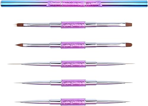 Nail Art Brushes Set, YIHUALE 5PCS Nail Art Design Pen Painting Tools Nail Liner Brush for Home DIY Manicure and Professional Nail Salon (5PCS Double-Ended Multicolor)