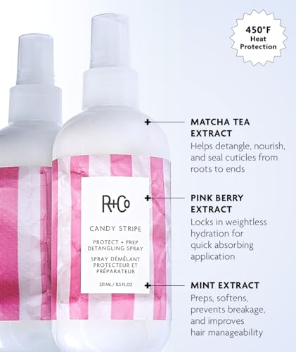 R+Co Candy Stripe Protect + Prep Detangling Spray 8.5oz