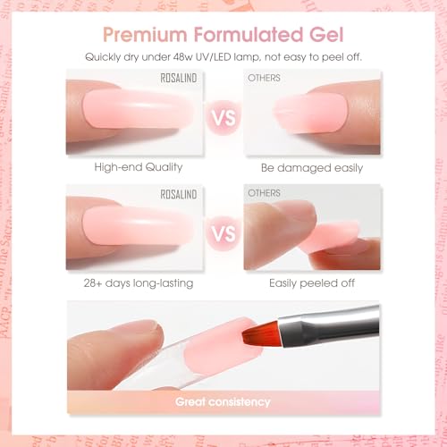 ROSALIND Soft Pink Poly Nail Gel 2oz - UV/LED Builder Extension Gel