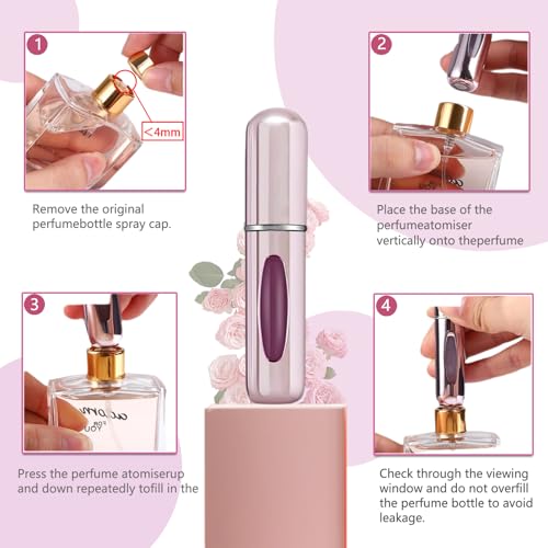 Mini Perfume Refillable Travel Spray Bottles 5ml Set - Leakproof & Portable