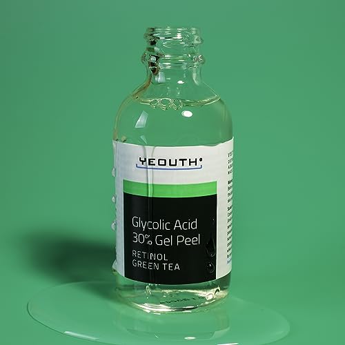 YEOUTH Glycolic Acid Gel for Face, Exfoliating Gel for Face At Home Glycolic Acid 30% Gel with Retinol, 30% Glycolic Acid Face Peel Designed to Refresh & Smooth the Appearance of Skin 1oz