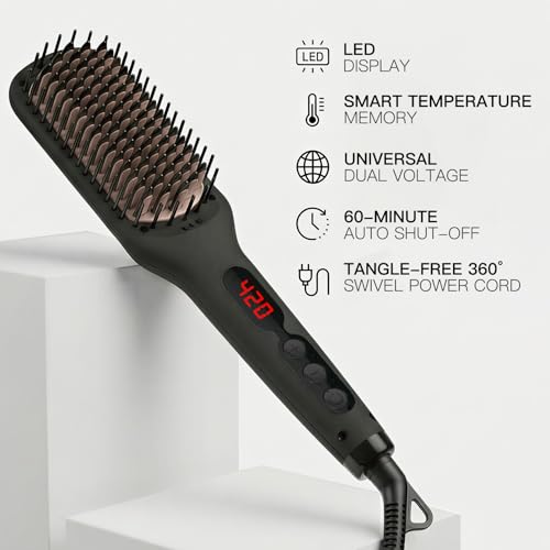 MEGAWISE Pro Ceramic Ionic Hair Straightener Brush