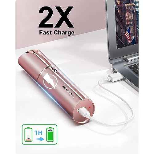 Facial Hair Removal for Women, 360¡Æ Floating 2X Powerful Painless Facial Hair Remover, Lipstick-Sized, USB Rechargeable, Face Razors Shaver for Women Upper Lip,Chin,Peach Fuzz,Mustache (Pink)